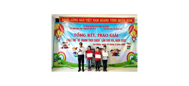 Chiều 22/5/2026, tại Thư viện tỉnh Lai Châu, Sở Văn hóa, Thể thao và Du lịch phối hợp với Sở Giáo dục và Đào tạo tổ chức Tổng kết và Trao giải Cuộc thi “Vẽ tranh theo Sách” lần thứ VIII năm 2026 với chủ đề: “Ước mơ qua từng trang sách”.